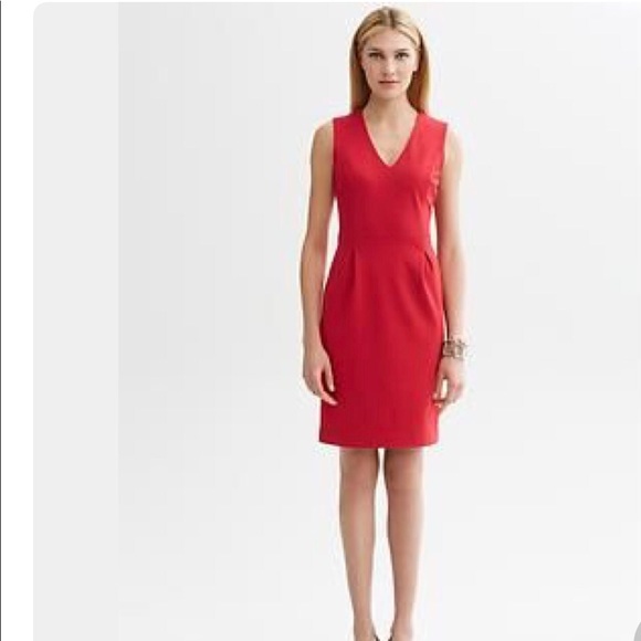 red v neck sheath dress
